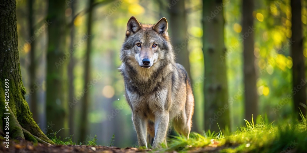 Majestic grey wolf roaming in the dense forest, Wolf, Wildlife, Animal, Nature, Predator, Wild, Hunt, Pack, Trees, Woods, Foliage Majestic grey wolf roaming in the dense forest, Wolf, Wildlife, Animal, Nature, Predator, Wild, Hunt, Pack, Trees, Woods, Foliage