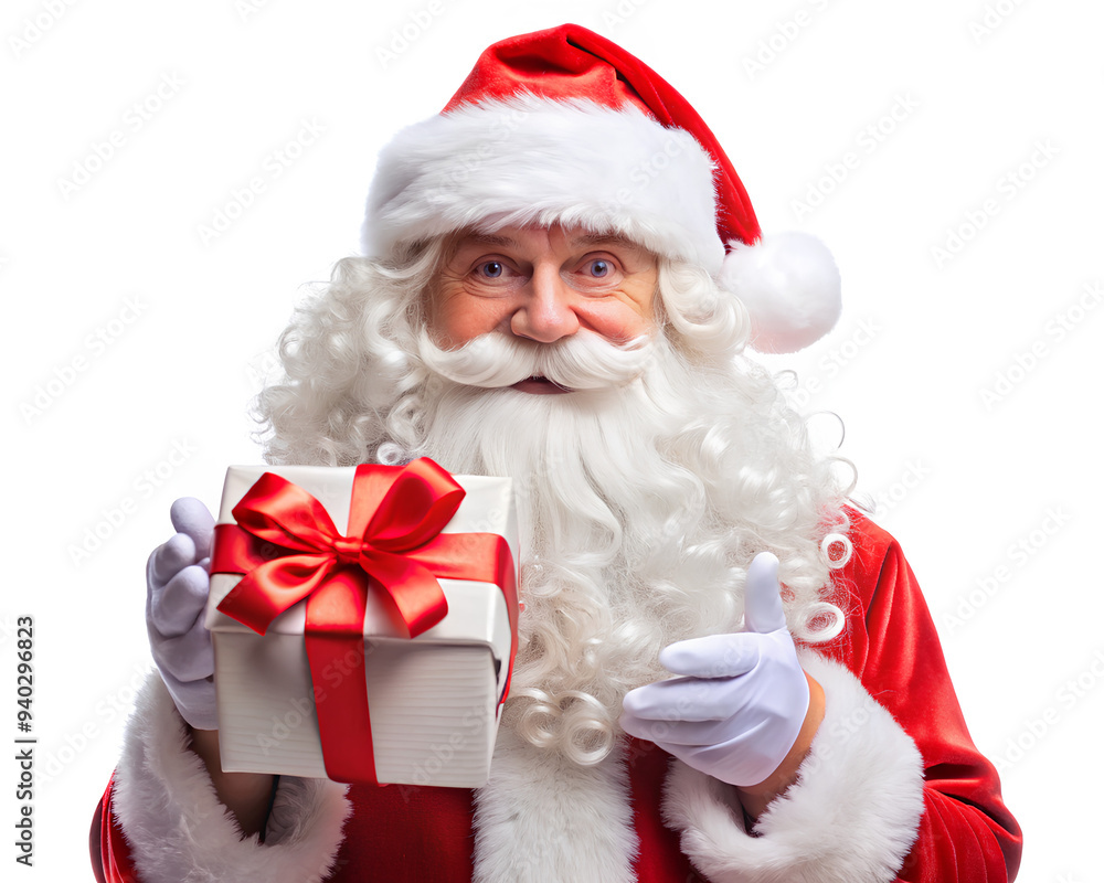 Santa clause and gift box on white background Santa clause and gift box on white background