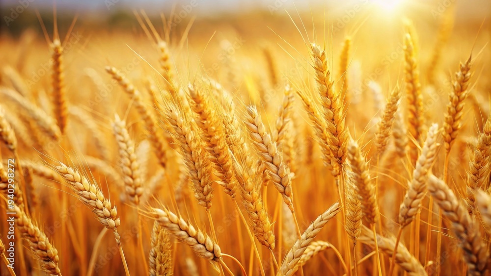 Close up view of golden wheat field , agriculture, crop, harvest, rural, farm, grain, nature, organic, summer, cereal, growth Close up view of golden wheat field , agriculture, crop, harvest, rural, farm, grain, nature, organic, summer, cereal, growth
