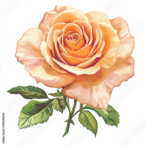 vector graphic of a peach rose flower