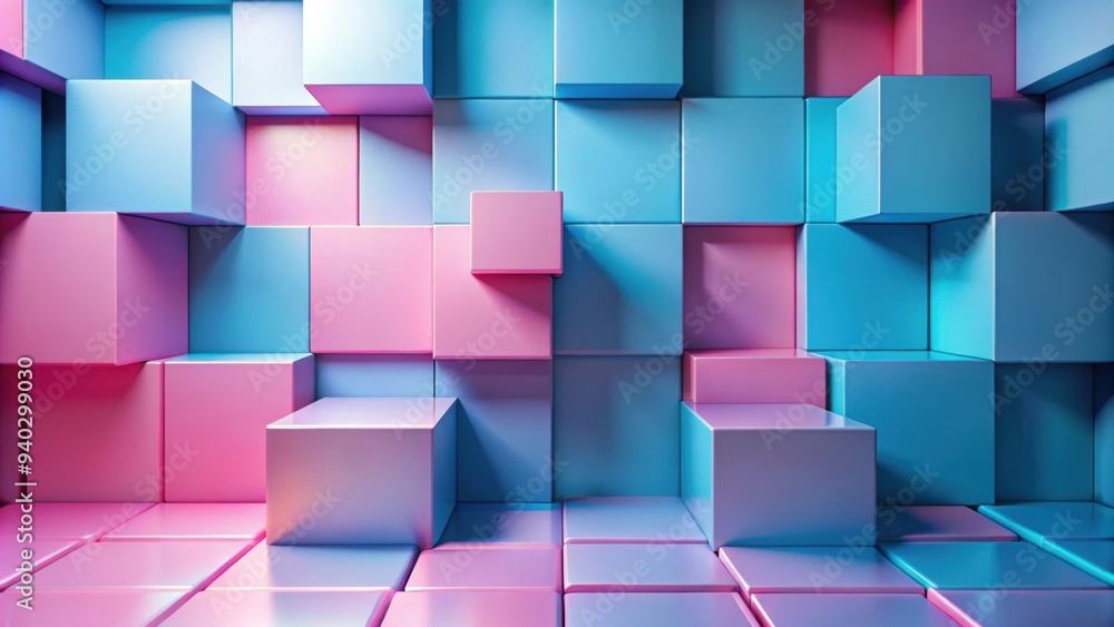 Abstract blue and pink background with bright color blocks and pastel tones Abstract blue and pink background with bright color blocks and pastel tones