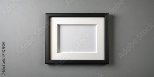 A sleek, black, square frame with a matte white border hangs perfectly level on a light gray wall, awaiting a treasured photo or artwork.