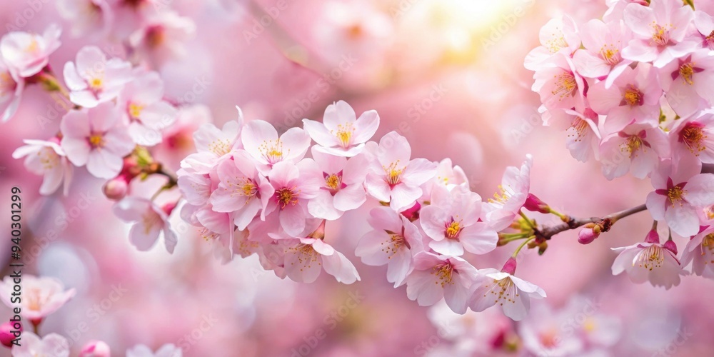 Fototapeta premium Sakura flower petals in full bloom, spring, pink, nature, cherry blossom, Japanese, beauty, floral, delicate, soft, romantic