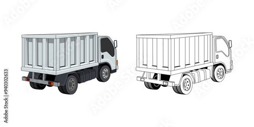 Box Truck Cartoon Design Illustration vector eps format suitable for your design needs logo illustration animation etc