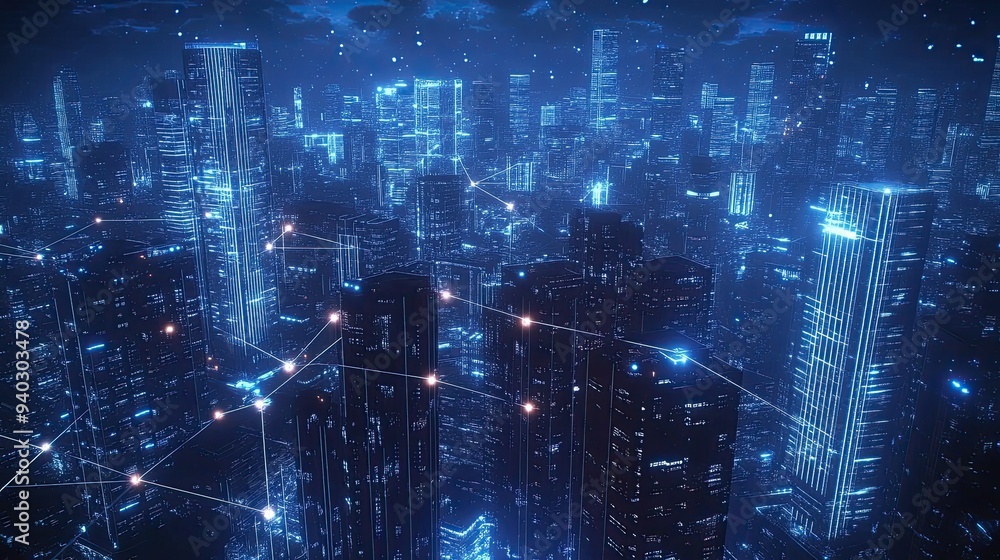 Cyberpunk Cityscape: A Network of Towers Cyberpunk Cityscape: A Network of Towers