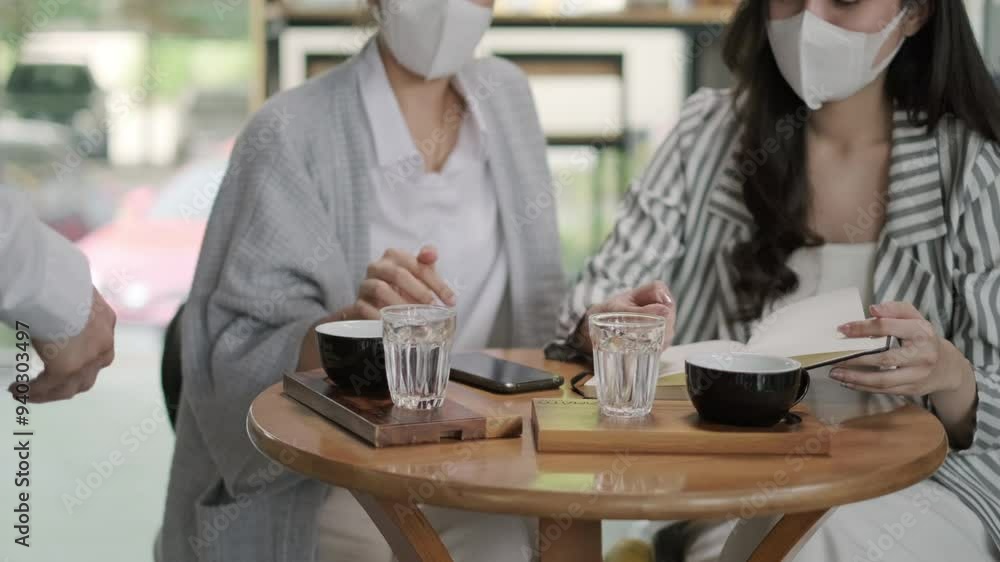 Asian female customer use phone to scan and payment coffee Asian female customer use phone to scan and payment coffee