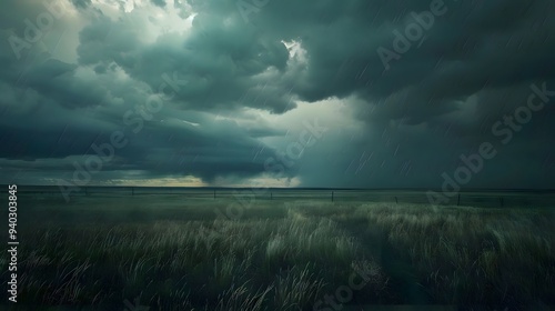 Dark Storm Clouds Over Field