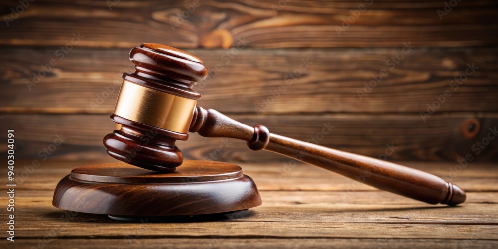 Wooden gavel symbolizing law and justice in a courtroom setting, law, justice, wooden, gavel, judge, court, legal Wooden gavel symbolizing law and justice in a courtroom setting, law, justice, wooden, gavel, judge, court, legal