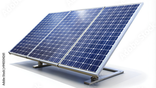 Solar panel on a white, Clipping path