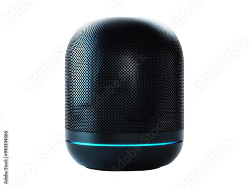 Voice-controlled smart speaker, 3D render on white background photo