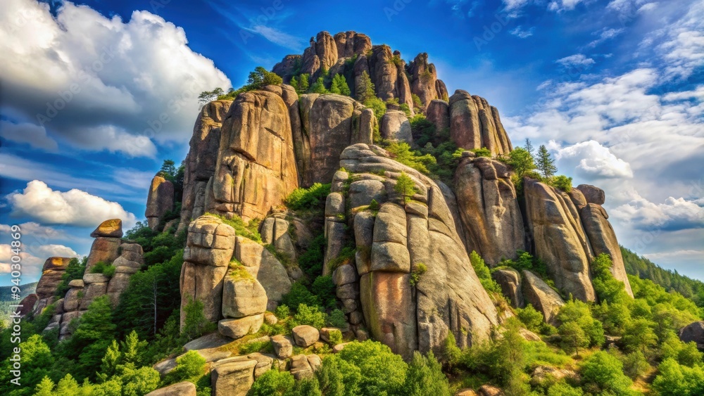 Large rocks arranged in a continuous pattern on a mountain, mountain, rocks, boulders, arrangement, pattern, continuous Large rocks arranged in a continuous pattern on a mountain, mountain, rocks, boulders, arrangement, pattern, continuous