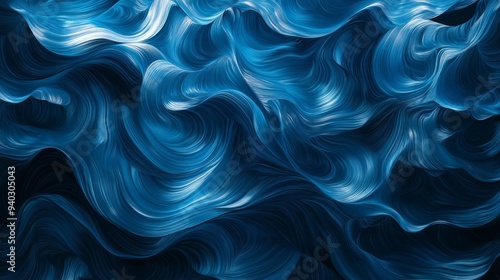 Abstract Blue Waves, Digital Art, Abstract Background, Fluid Design, Blue Wave, Lines, Dynamic