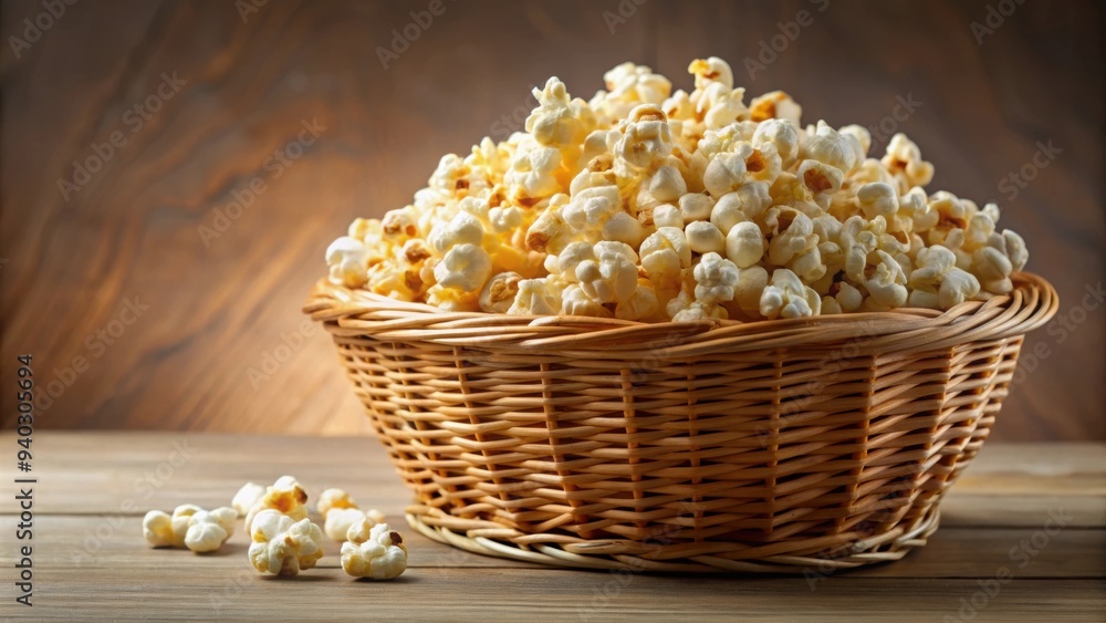 Popcorn in a basket viewed from an angle, popcorn, snack, food, cinema, movie night, buttery, white, yellow, salty Popcorn in a basket viewed from an angle, popcorn, snack, food, cinema, movie night, buttery, white, yellow, salty