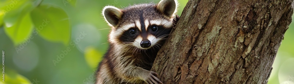 Curious Raccoon Peeking From Tree Trunk, Close-up, Wildlife Photography, Animal Portrait, Nature, raccoon, tree Curious Raccoon Peeking From Tree Trunk, Close-up, Wildlife Photography, Animal Portrait, Nature, raccoon, tree