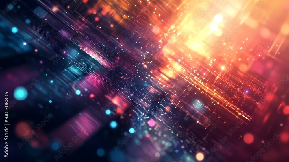 Digital Abstract with Glowing Lines and Bokeh, Abstract , Technology , Lights , Bokeh Digital Abstract with Glowing Lines and Bokeh, Abstract , Technology , Lights , Bokeh