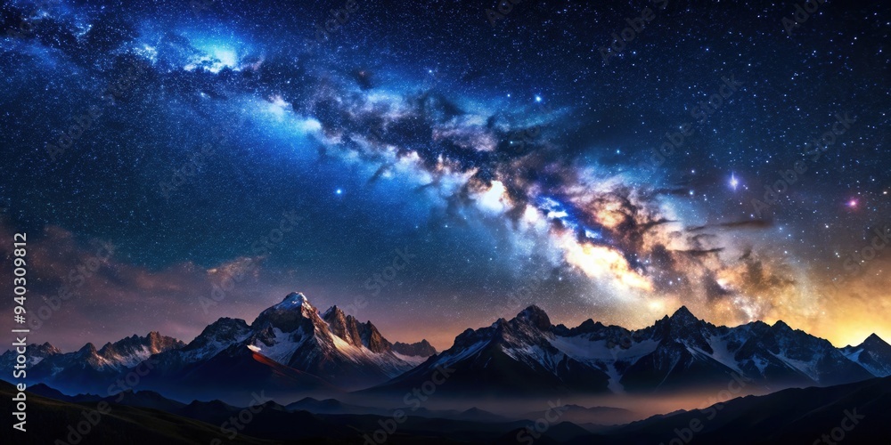 Night sky with a backdrop of majestic mountains , stars, constellation, astronomy, landscape, scenic, nature, dusk Night sky with a backdrop of majestic mountains , stars, constellation, astronomy, landscape, scenic, nature, dusk