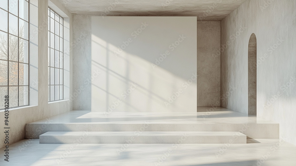 Fototapeta premium Blank white studio. White background studio. Generative AI.