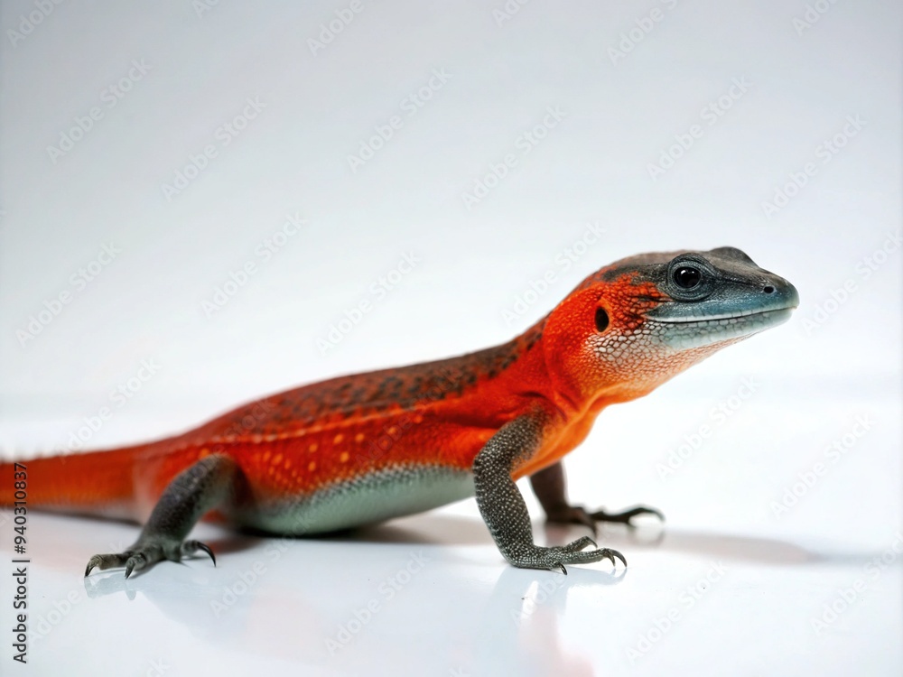 A sleek lizard basks in the warm sunlight, its scaly skin a gentle blend of earthy tones, against a blank white backdrop. A sleek lizard basks in the warm sunlight, its scaly skin a gentle blend of earthy tones, against a blank white backdrop.