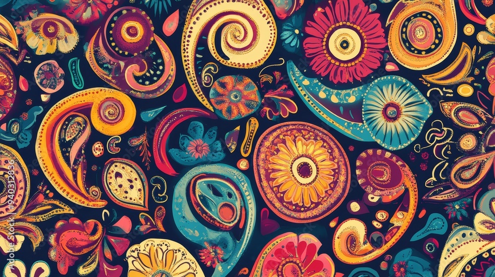 Psychedelic Paisley Pattern Abstract Floral Design with Vivid Colors, Digital Art, Paisley, Pattern, Abstract, Floral Psychedelic Paisley Pattern Abstract Floral Design with Vivid Colors, Digital Art, Paisley, Pattern, Abstract, Floral