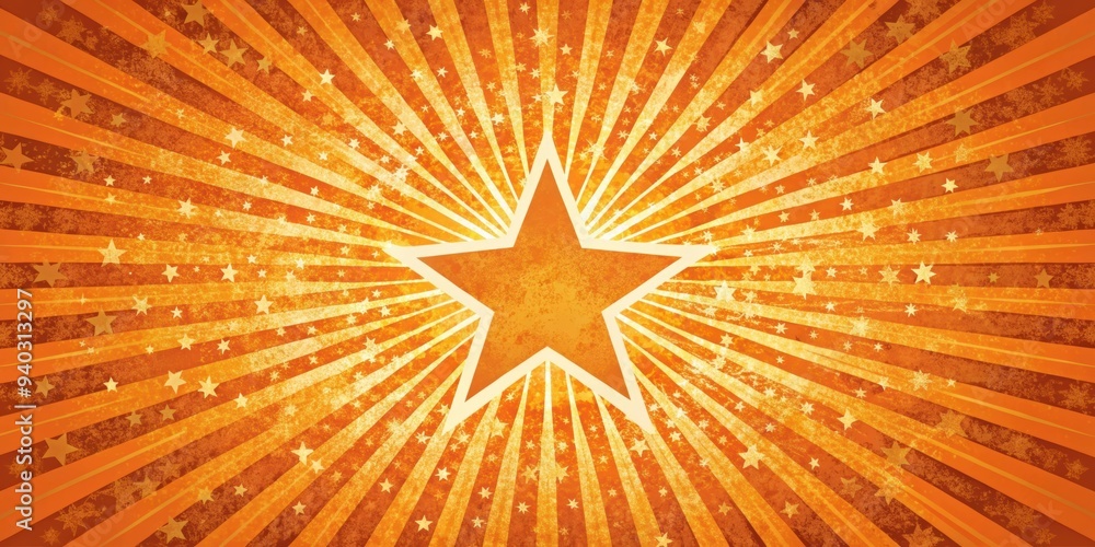 Obraz premium Grunge starburst in orange , grunge, starburst, orange, vintage, retro, background, texture, design, abstract, sunburst, burst