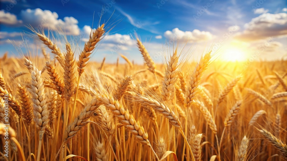 A close up of ripe golden wheat ready for harvesting in a sunny field, wheat, agriculture, harvest, farm, crop, rural, nature, growth A close up of ripe golden wheat ready for harvesting in a sunny field, wheat, agriculture, harvest, farm, crop, rural, nature, growth