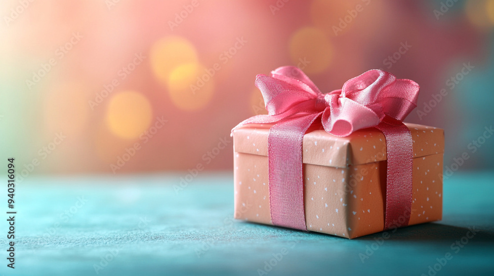 3d of birthday giftbox with copyspace on pastel background. Generative AI 3d of birthday giftbox with copyspace on pastel background. Generative AI