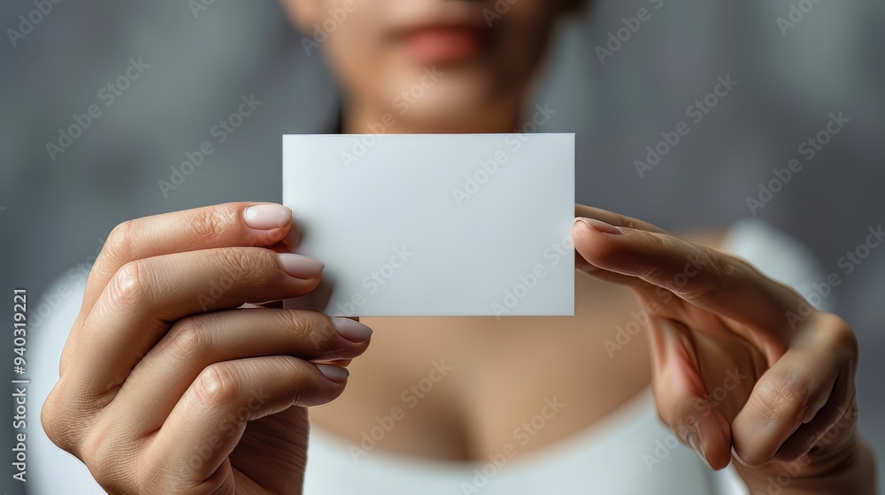 mock up, someone's hand giving a white business card mock up, someone's hand giving a white business card