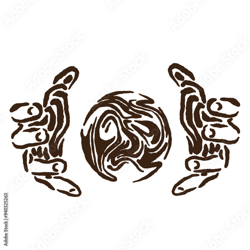 vector illustration of palm wanting to grasp the world