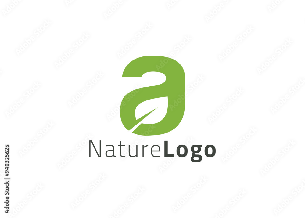 Letter A Green abstract leaf logo design template Letter A Green abstract leaf logo design template