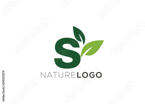 Letter S Green abstract leaf logo design template