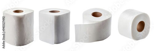 White toilet paper for cleaning the bathroom on a transparent background photo