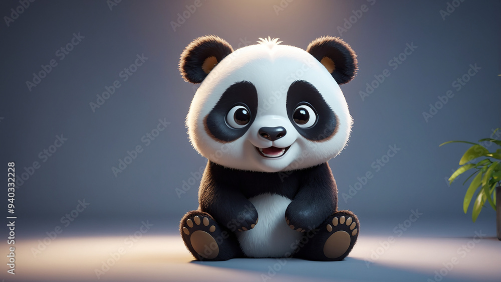 A cute panda smiles kindly at the camera A cute panda smiles kindly at the camera
