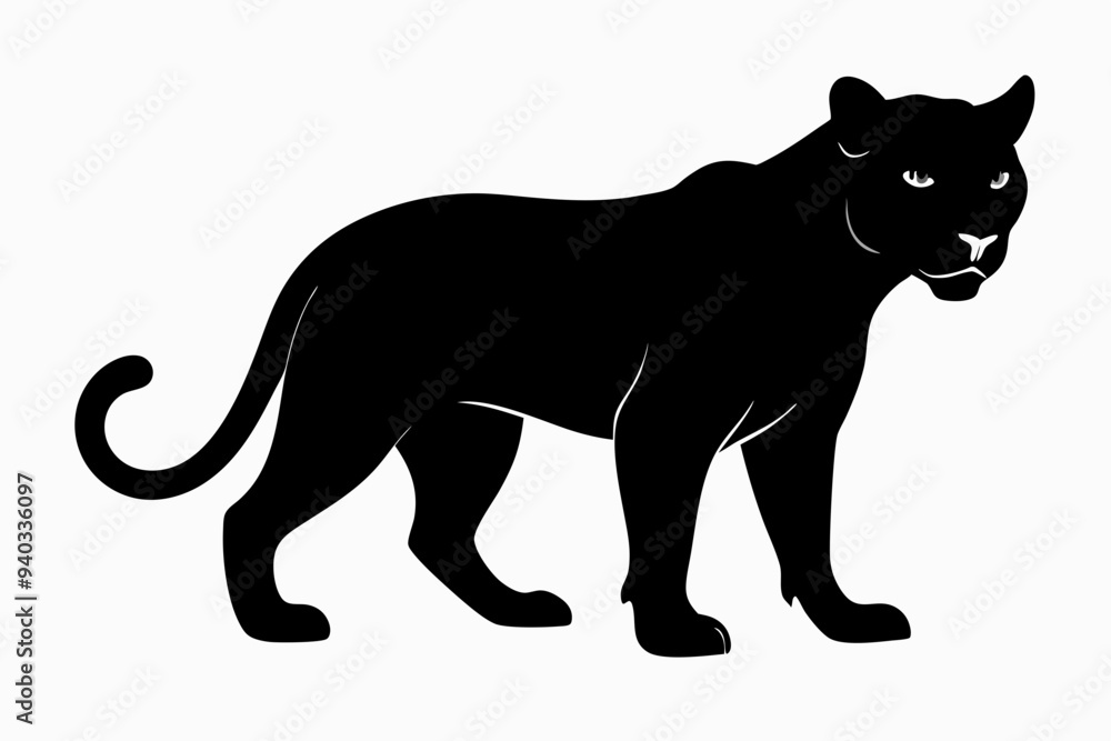 Panther vector silhouette, leopard silhouette panther, puma, vector illustration Panther vector silhouette, leopard silhouette panther, puma, vector illustration