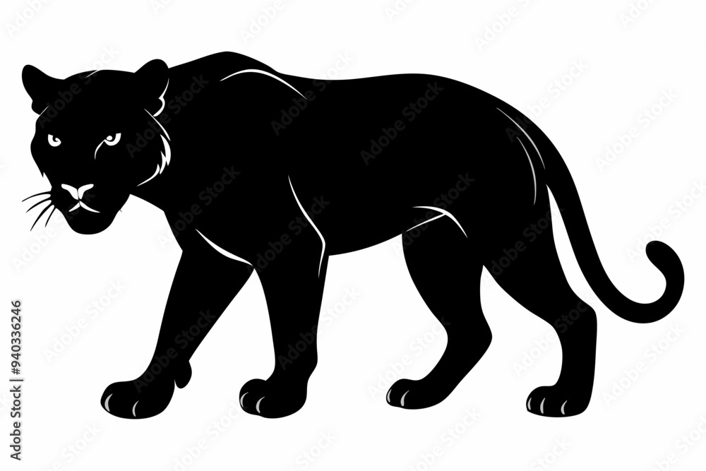 Naklejka premium Panther vector silhouette, leopard silhouette panther, puma, vector illustration