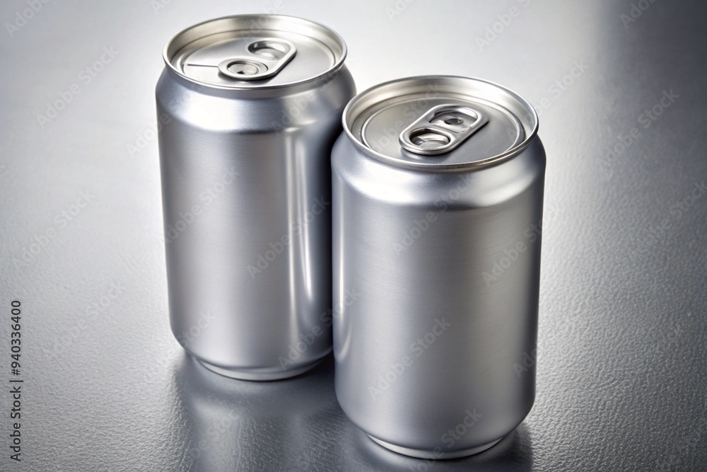 Two cans of soda with condensation on the outside Two cans of soda with condensation on the outside