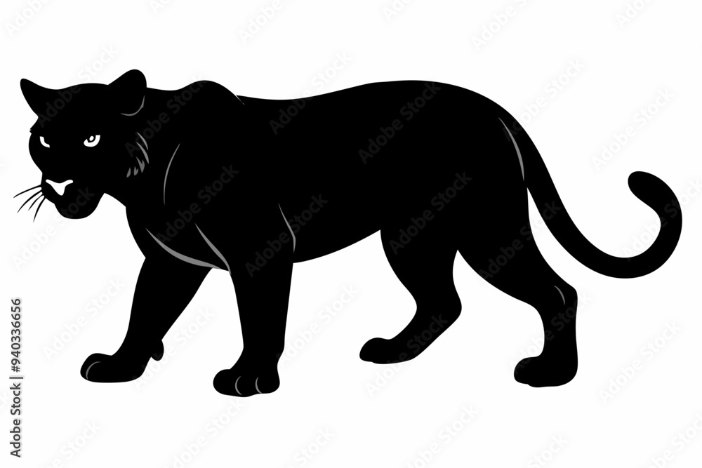 Panther vector silhouette, leopard silhouette panther, puma, vector illustration Panther vector silhouette, leopard silhouette panther, puma, vector illustration