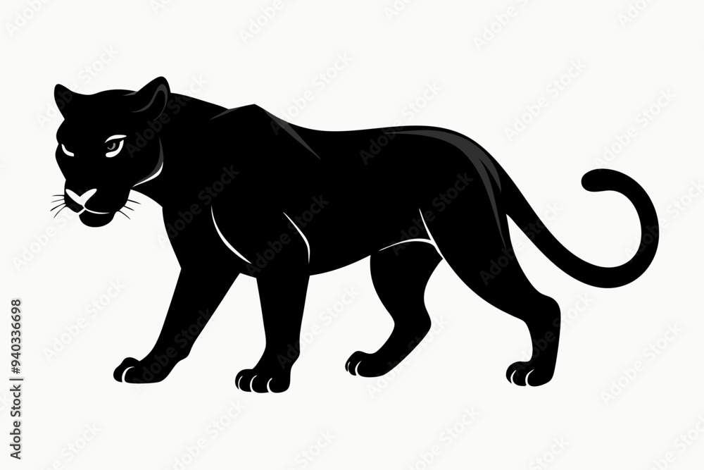 Panther vector silhouette, leopard silhouette panther, puma, vector illustration Panther vector silhouette, leopard silhouette panther, puma, vector illustration