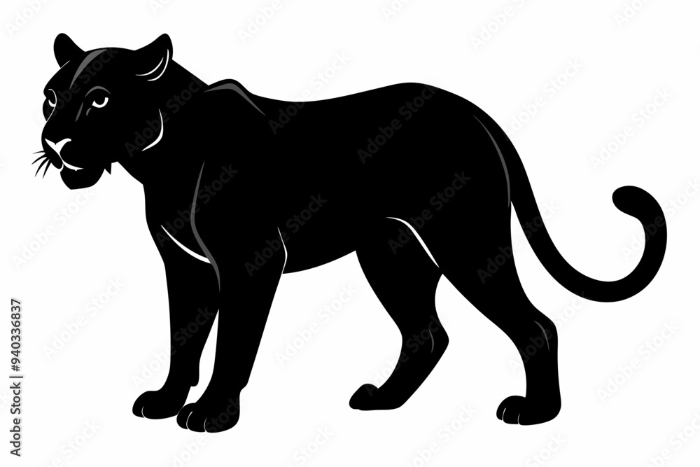 Panther vector silhouette, leopard silhouette panther, puma, vector illustration Panther vector silhouette, leopard silhouette panther, puma, vector illustration
