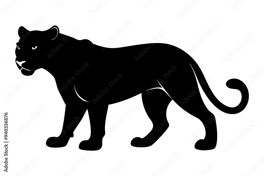 Panther vector silhouette, leopard silhouette panther, puma, vector illustration Panther vector silhouette, leopard silhouette panther, puma, vector illustration