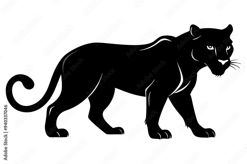 Panther vector silhouette, leopard silhouette panther, puma, vector illustration Panther vector silhouette, leopard silhouette panther, puma, vector illustration