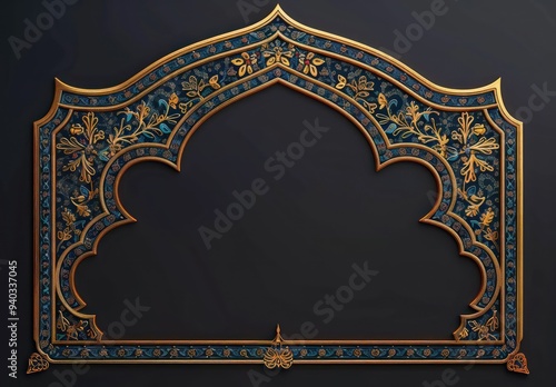 Ornate Golden Arch with Intricate Floral Patterns photo