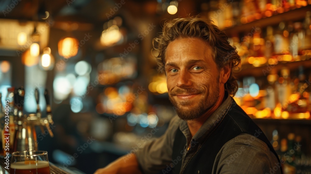 Drink Master: Standing behind the counter, the bartender swiftly shakes a cocktail, his smooth, practiced movements and confident smile showcasing his skill.
Drink Master: Standing behind the counter, the bartender swiftly shakes a cocktail, his smooth, practiced movements and confident smile showcasing his skill.