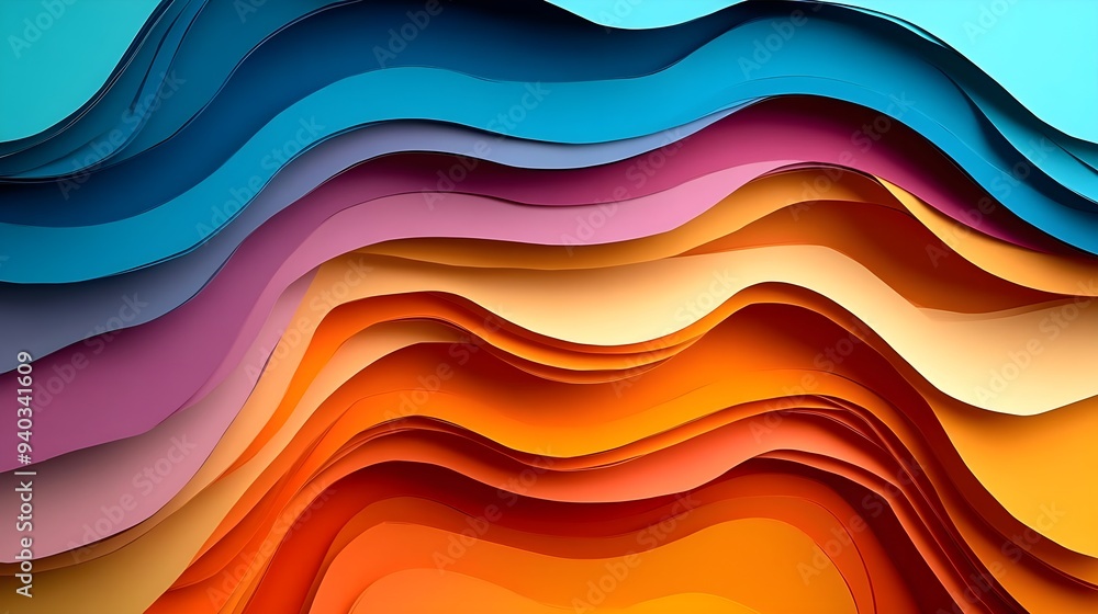 Fototapeta premium Abstract Colorful Waves Paper Background Texture