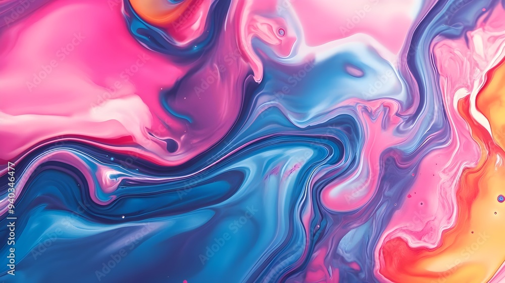 Abstract Swirling Paint, Blue, Pink, Orange, Artistic Background Abstract Swirling Paint, Blue, Pink, Orange, Artistic Background