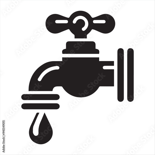 faucet icon vector collection silhouette on a white background