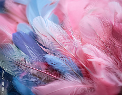 Close-up shots of delicate feathers with soft focus, highlighting their ethereal and gentle qualities.