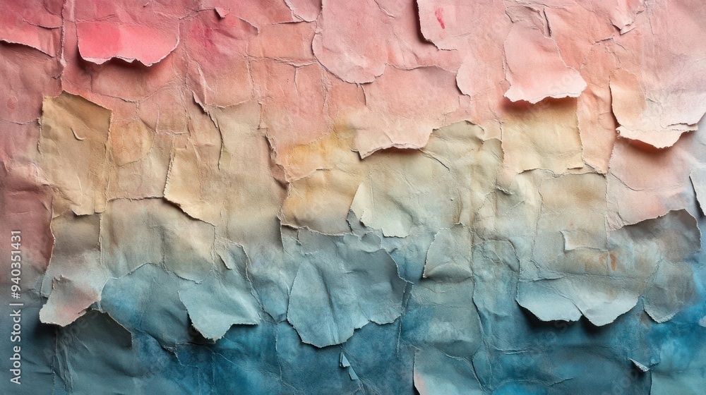 Naklejka premium A vibrant and colorful abstract artwork composed of torn paper,