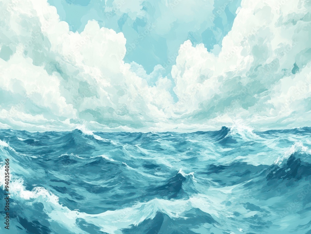 A serene ocean view depicting gentle waves and fluffy clouds under a clear blue sky, perfect for relaxation and inspiration. A serene ocean view depicting gentle waves and fluffy clouds under a clear blue sky, perfect for relaxation and inspiration.
