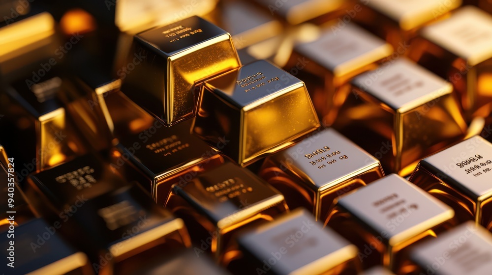Close-up of shiny gold bars, symbolizing wealth and luxury. Perfect for financial and investment concepts. Close-up of shiny gold bars, symbolizing wealth and luxury. Perfect for financial and investment concepts.