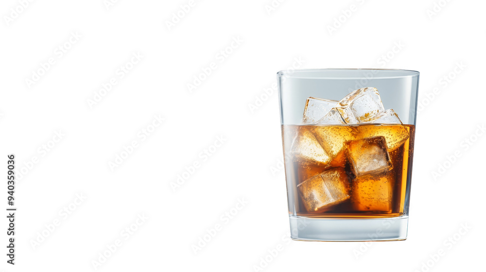 Cold Glass of Refreshing Drink with Ice Cubes Cold Glass of Refreshing Drink with Ice Cubes